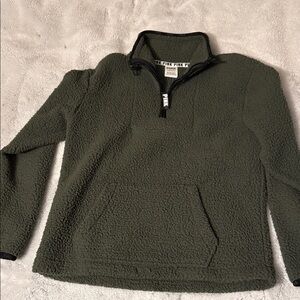PINK Olive Green Sherpa Pullover
